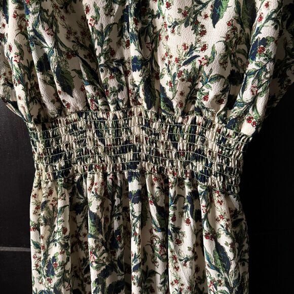 NWT Max Studio green and cream flutter sleeve floral tiered maxi dress - Picture 9 of 14
